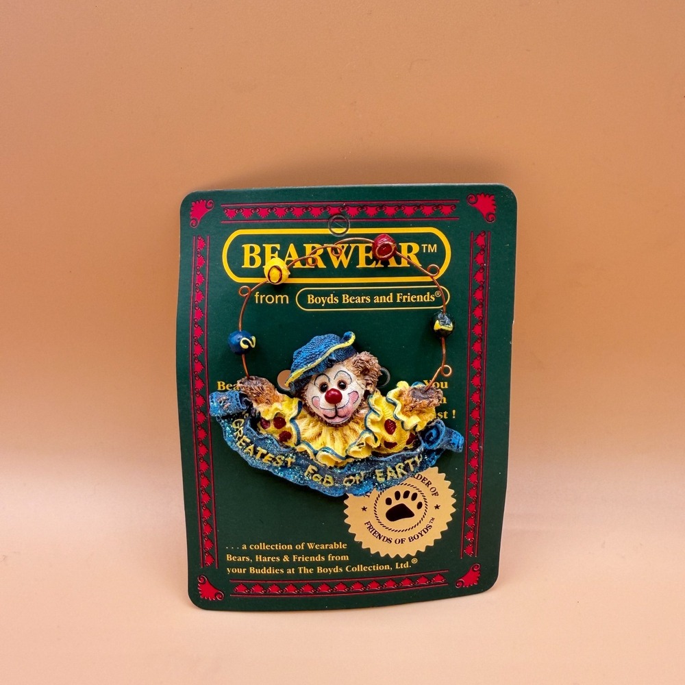 Boyds Bears Bearwear Greatest FOB On Earth Clown Brooch Pin 02001-11 Vintage